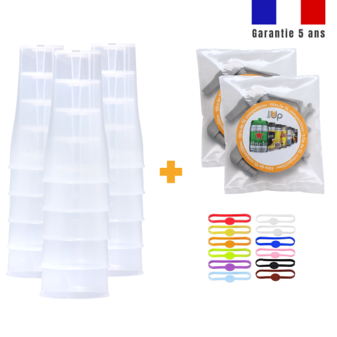 15 verres + 2 lots de 2 kits de remplissage + marqueurs de verres
