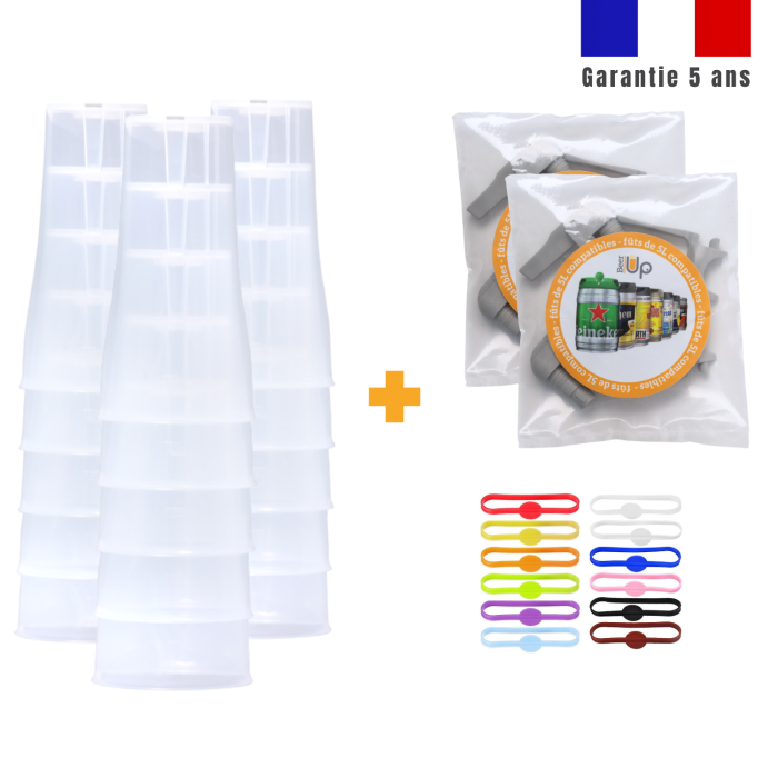15 verres + 2 lots de 2 kits de remplissage + marqueurs de verres