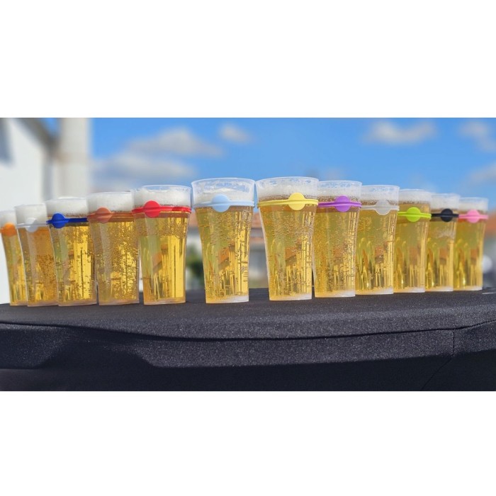 Marqueurs de Verres en Silicone - 12 Couleurs pour des Soirées Fun et